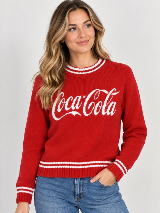 Coca Cola Sweaters - Vintage Coca-Cola Red Knit Sweater Crewneck Pullover Size S